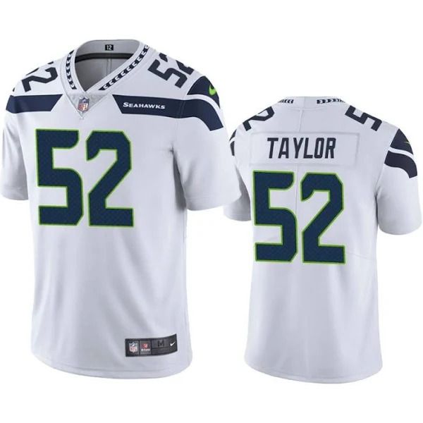 Men Seattle Seahawks 52 Darrell Taylor Nike White Vapor Limited NFL Jersey